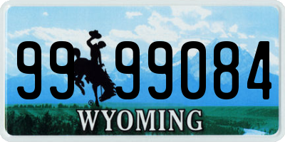 WY license plate 9999084