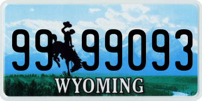WY license plate 9999093