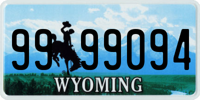 WY license plate 9999094