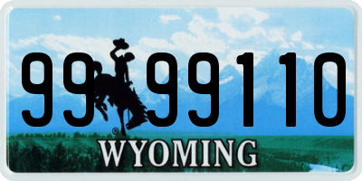 WY license plate 9999110