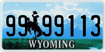 WY license plate 9999113