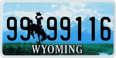 WY license plate 9999116