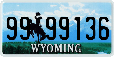 WY license plate 9999136