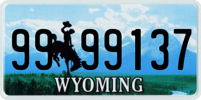 WY license plate 9999137