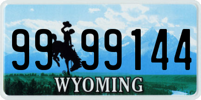 WY license plate 9999144