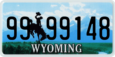 WY license plate 9999148