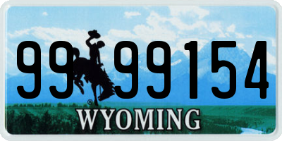 WY license plate 9999154