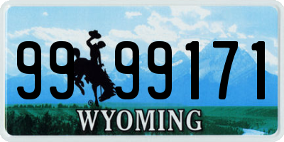 WY license plate 9999171