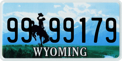 WY license plate 9999179