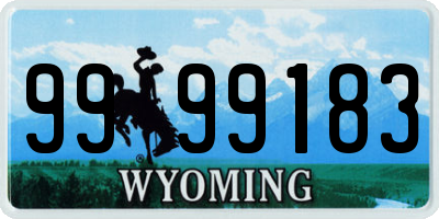 WY license plate 9999183
