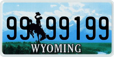 WY license plate 9999199