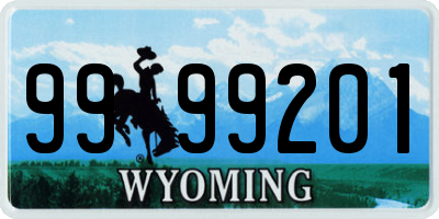 WY license plate 9999201