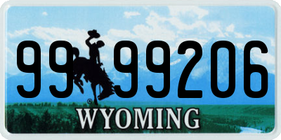 WY license plate 9999206