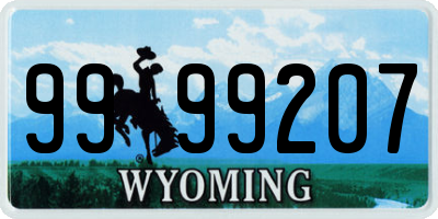 WY license plate 9999207
