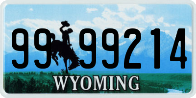 WY license plate 9999214