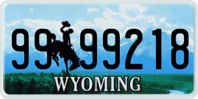 WY license plate 9999218