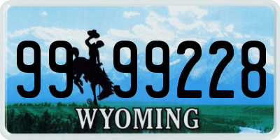 WY license plate 9999228