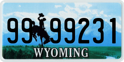 WY license plate 9999231