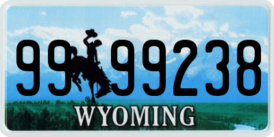 WY license plate 9999238