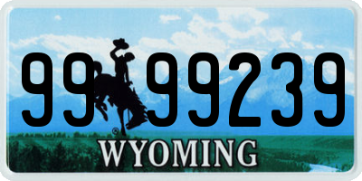 WY license plate 9999239