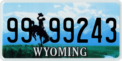 WY license plate 9999243