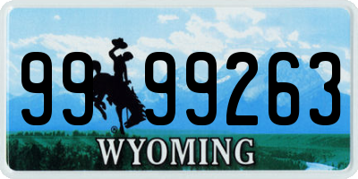 WY license plate 9999263