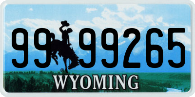 WY license plate 9999265