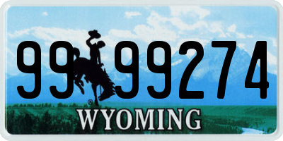 WY license plate 9999274