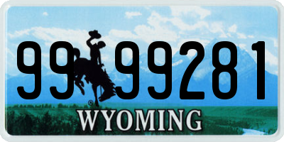 WY license plate 9999281