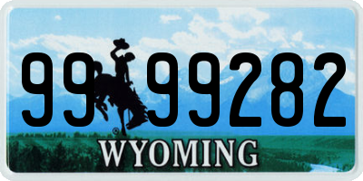 WY license plate 9999282