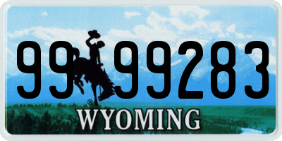 WY license plate 9999283