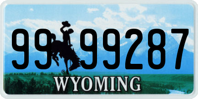 WY license plate 9999287