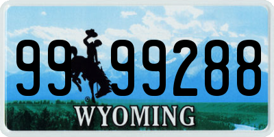 WY license plate 9999288