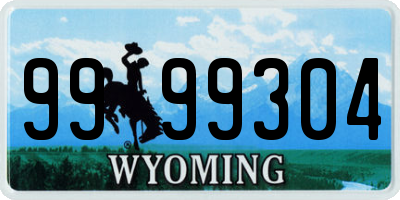 WY license plate 9999304