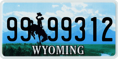 WY license plate 9999312