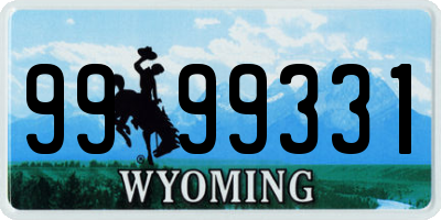 WY license plate 9999331