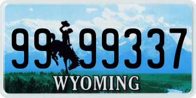 WY license plate 9999337