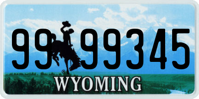 WY license plate 9999345