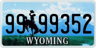 WY license plate 9999352