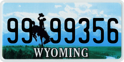 WY license plate 9999356