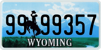 WY license plate 9999357