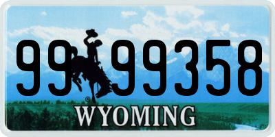 WY license plate 9999358