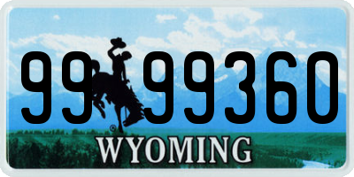 WY license plate 9999360