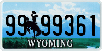 WY license plate 9999361