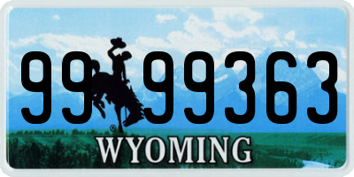 WY license plate 9999363