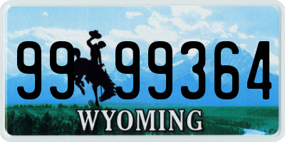 WY license plate 9999364