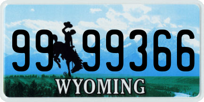 WY license plate 9999366