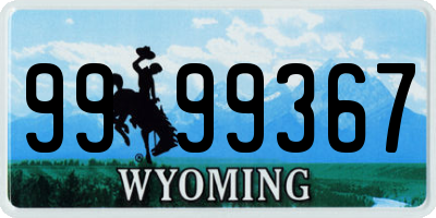 WY license plate 9999367