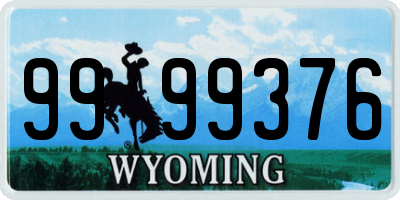 WY license plate 9999376