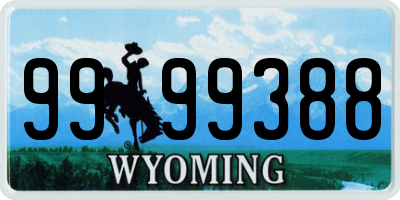 WY license plate 9999388